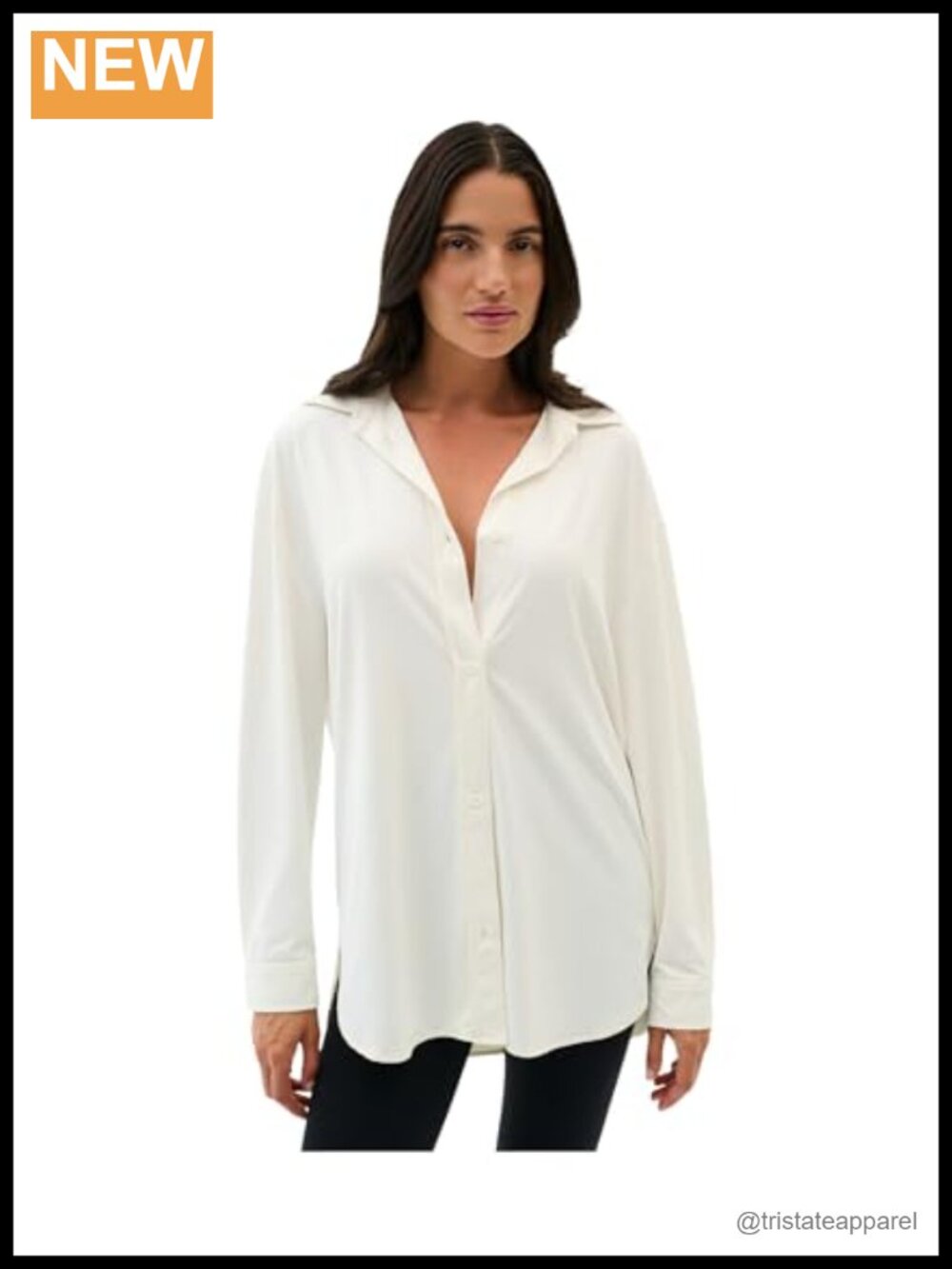 Nylon Spandex Women's Long Sleeve Button Down Shirt, Lightweight Active Top